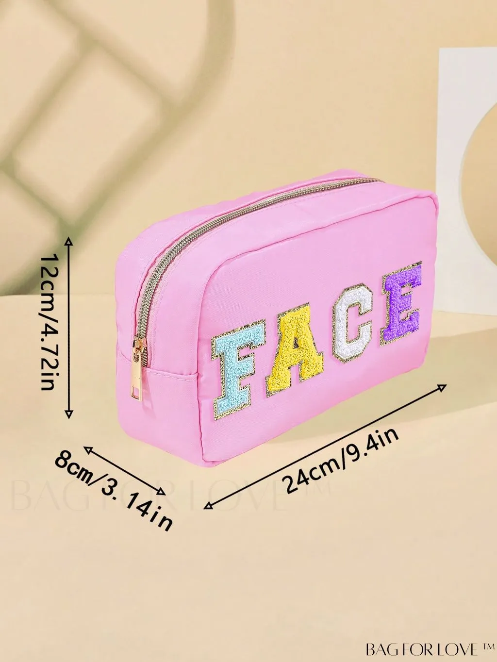 BagForLove - Premium Purple Polyester Makeup Bag with Letter Patch Decoration