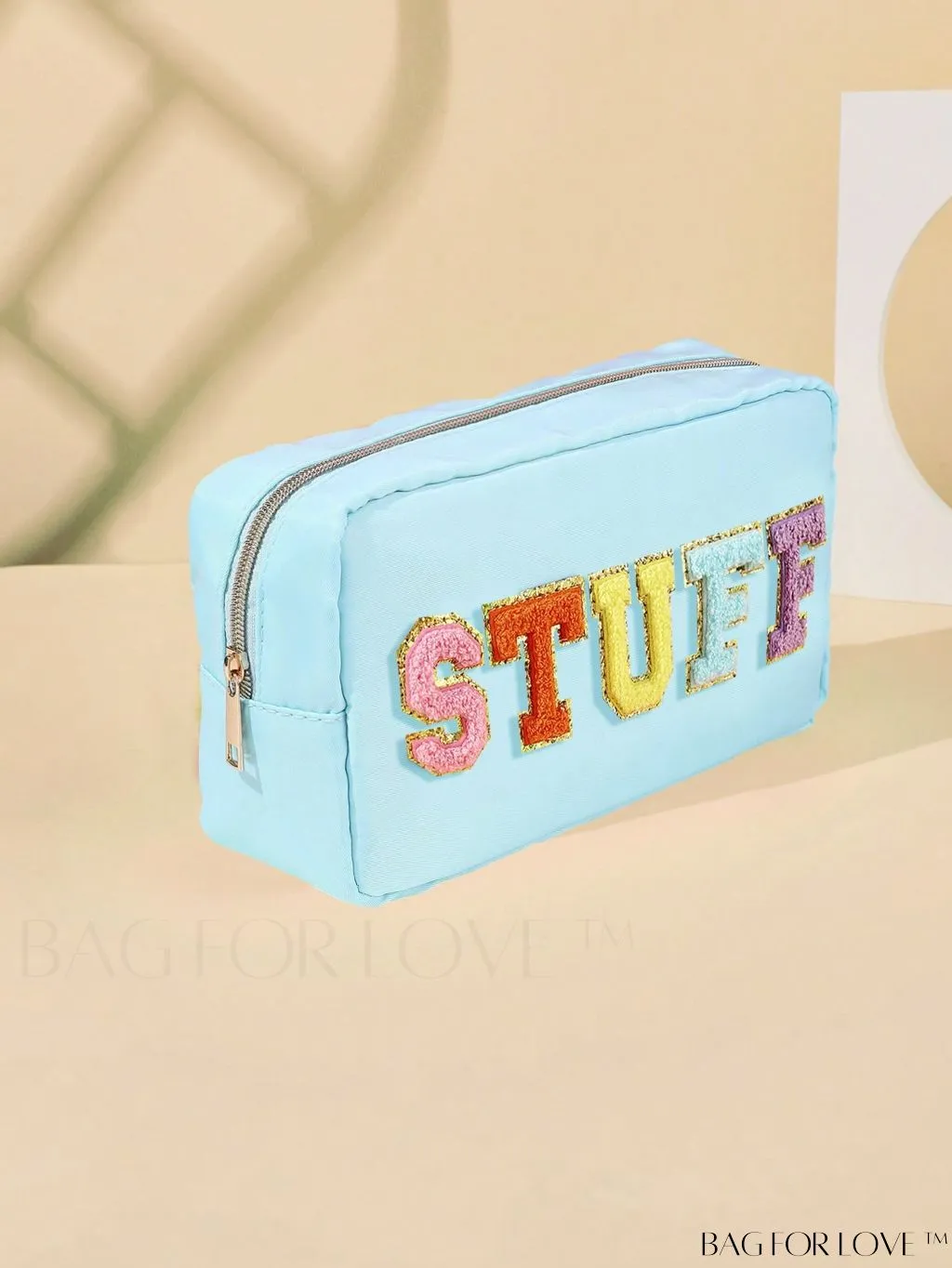 BagForLove - Premium Purple Polyester Makeup Bag with Letter Patch Decoration