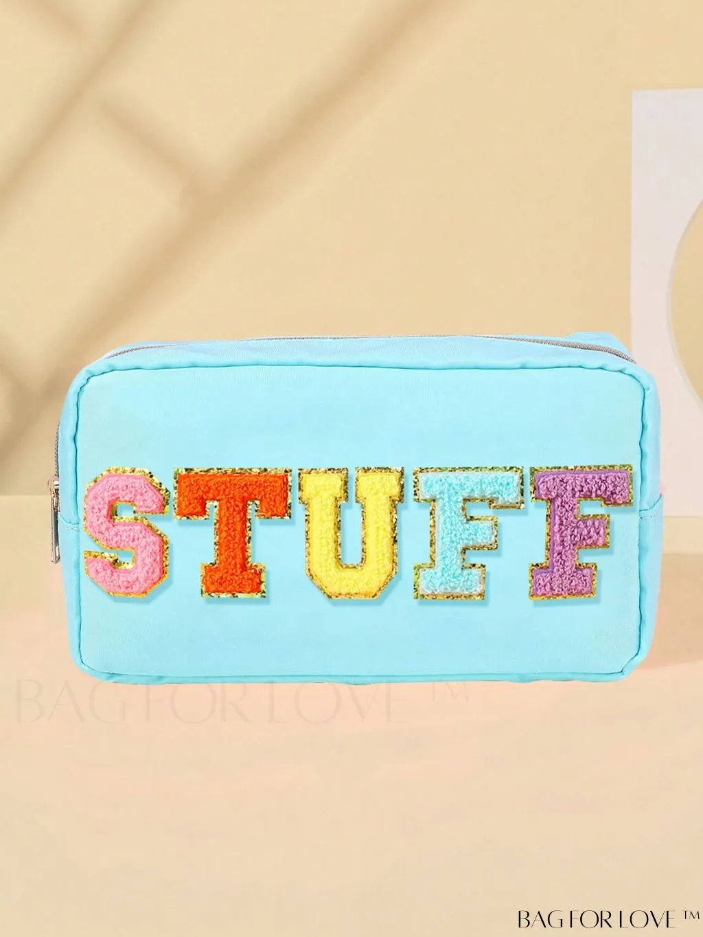 BagForLove - Premium Purple Polyester Makeup Bag with Letter Patch Decoration