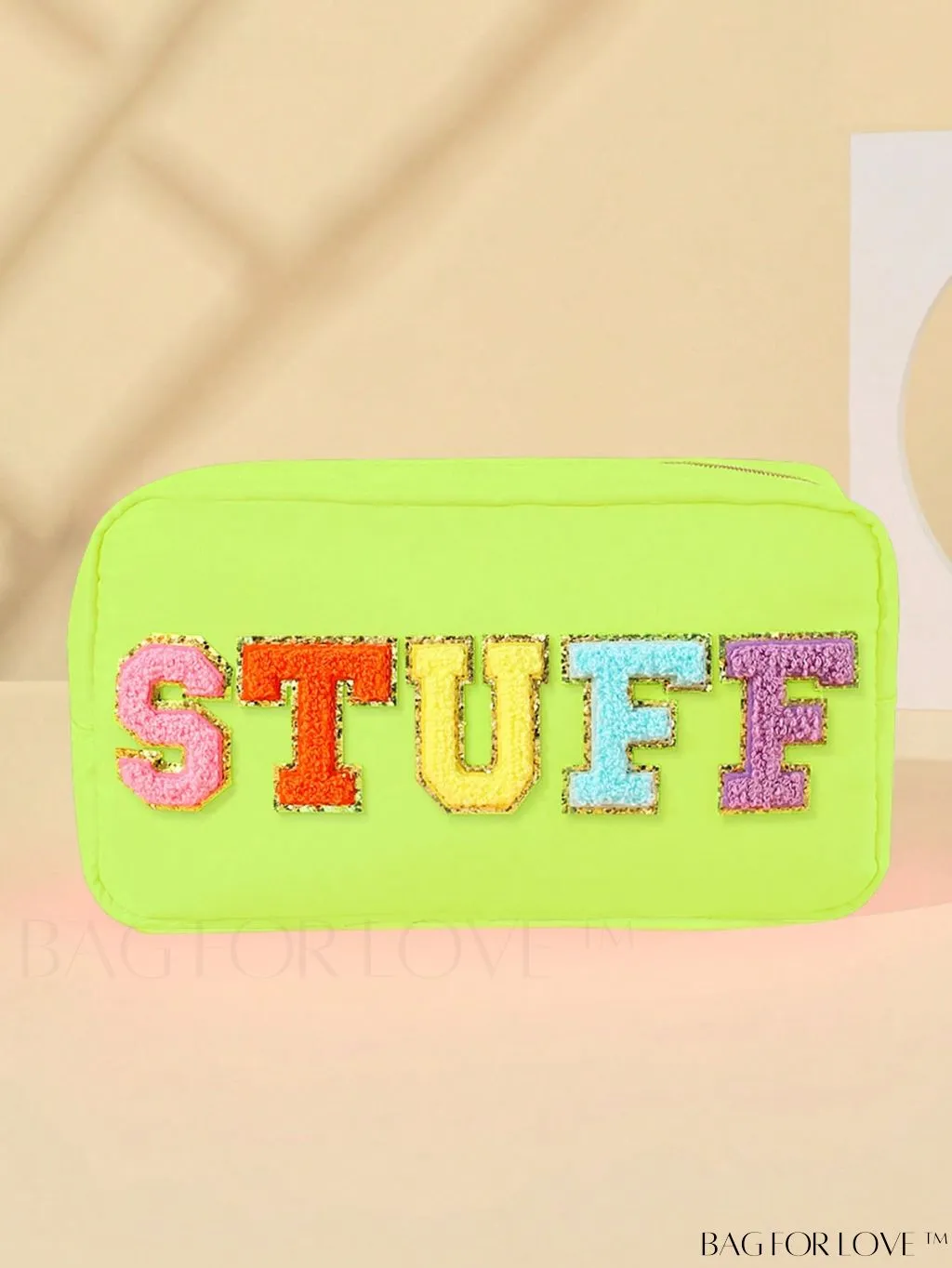 BagForLove - Premium Purple Polyester Makeup Bag with Letter Patch Decoration