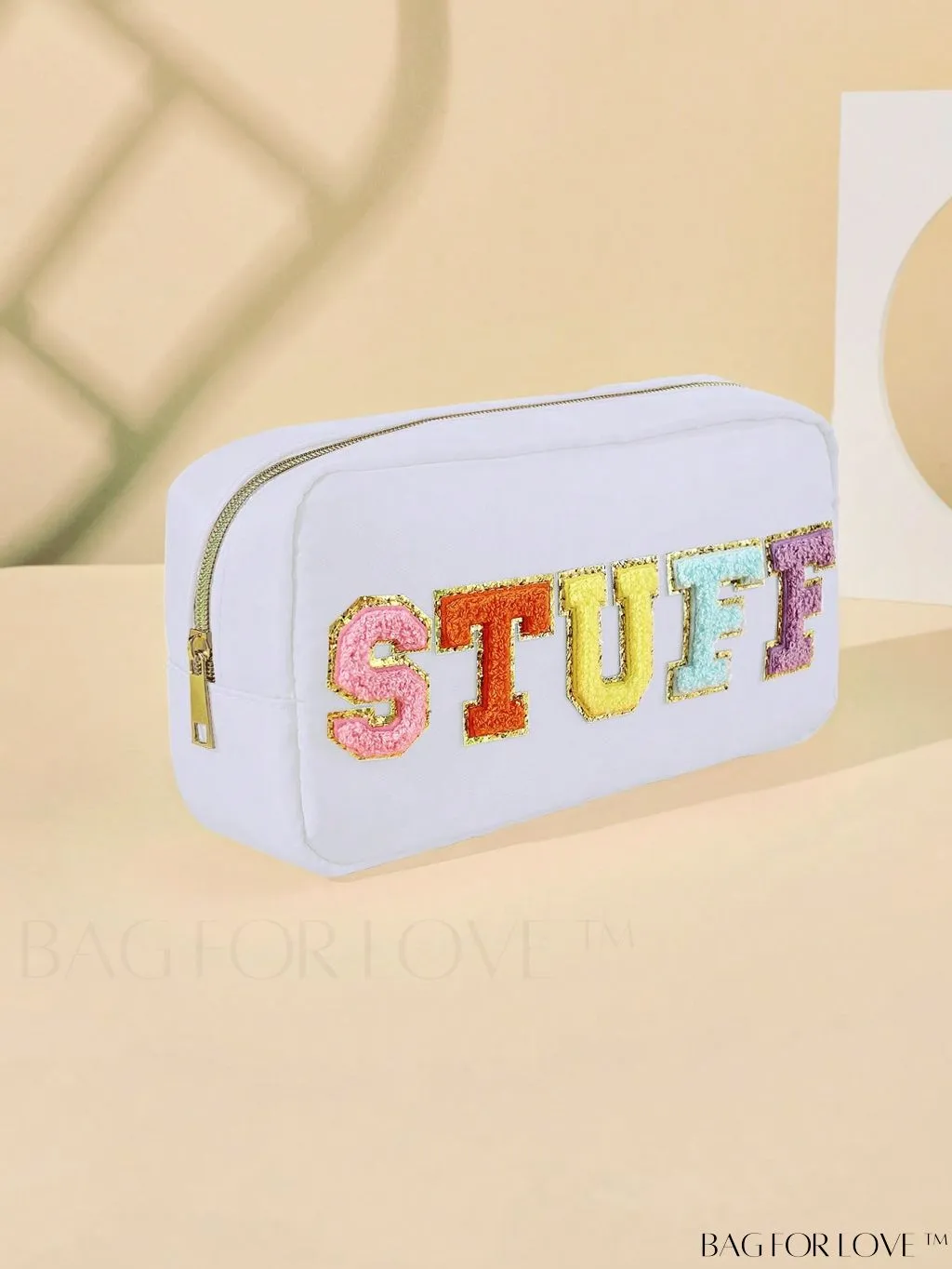 BagForLove - Premium Purple Polyester Makeup Bag with Letter Patch Decoration