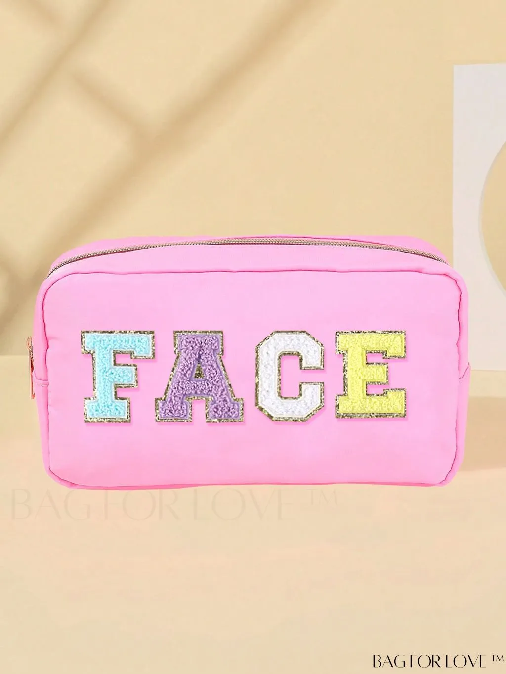 BagForLove - Premium Purple Polyester Makeup Bag with Letter Patch Decoration