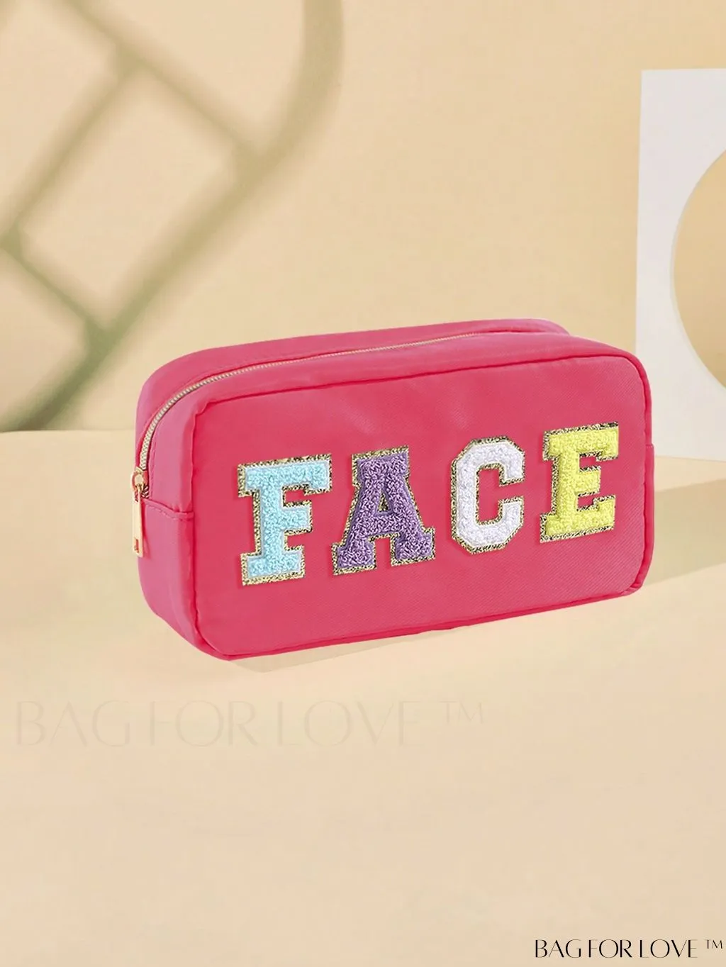 BagForLove - Premium Purple Polyester Makeup Bag with Letter Patch Decoration