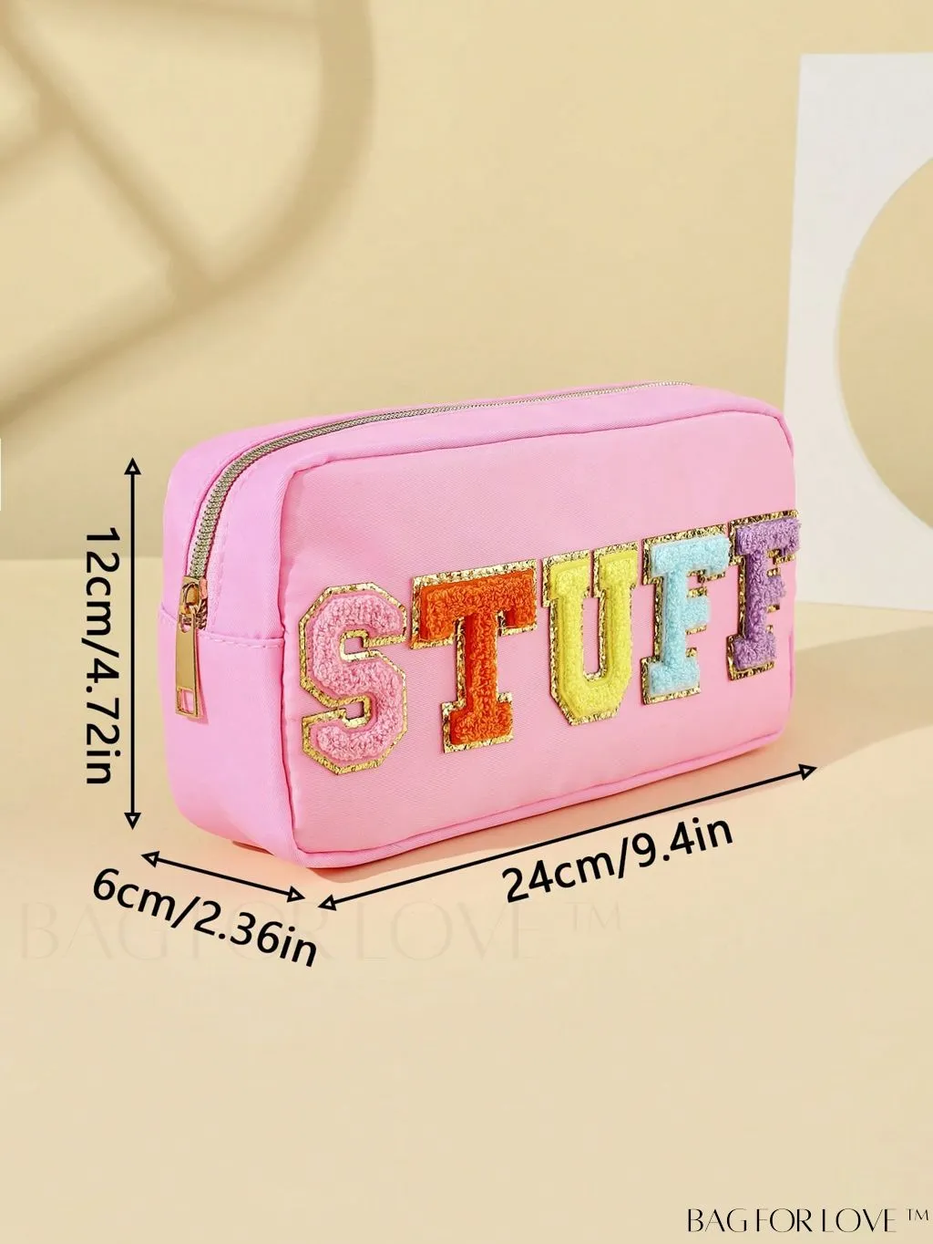 BagForLove - Premium Purple Polyester Makeup Bag with Letter Patch Decoration