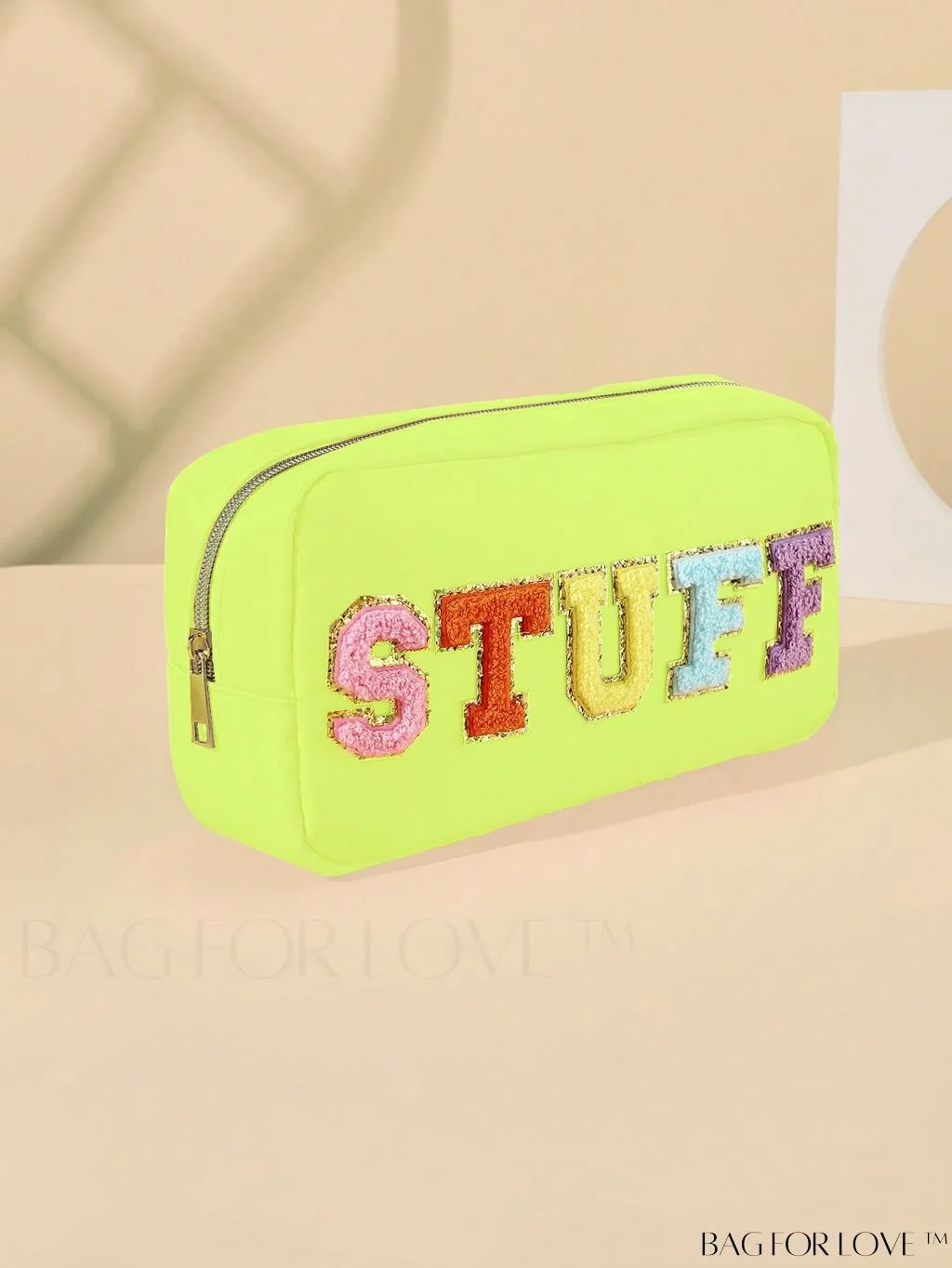 BagForLove - Premium Purple Polyester Makeup Bag with Letter Patch Decoration