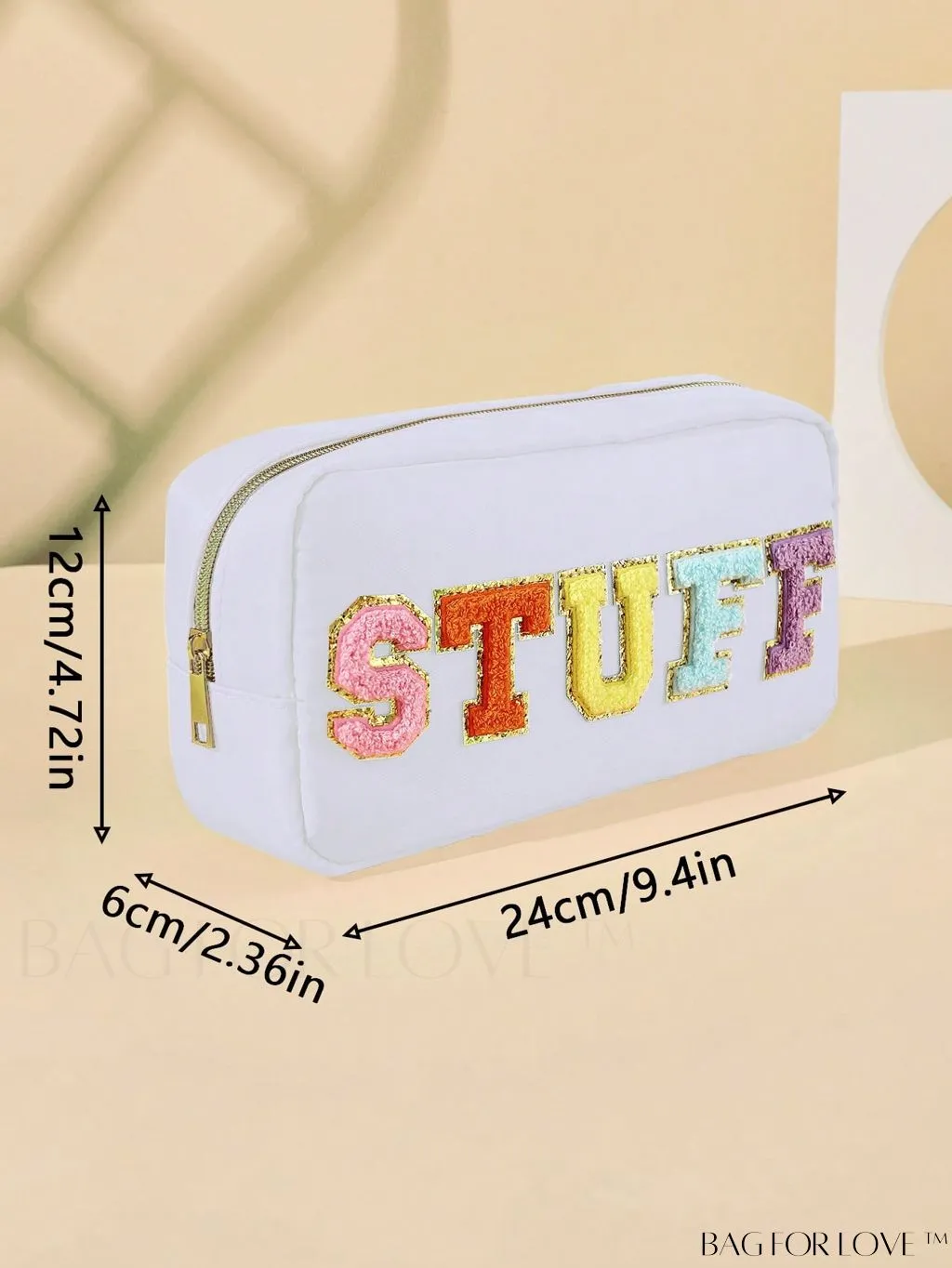BagForLove - Premium Purple Polyester Makeup Bag with Letter Patch Decoration
