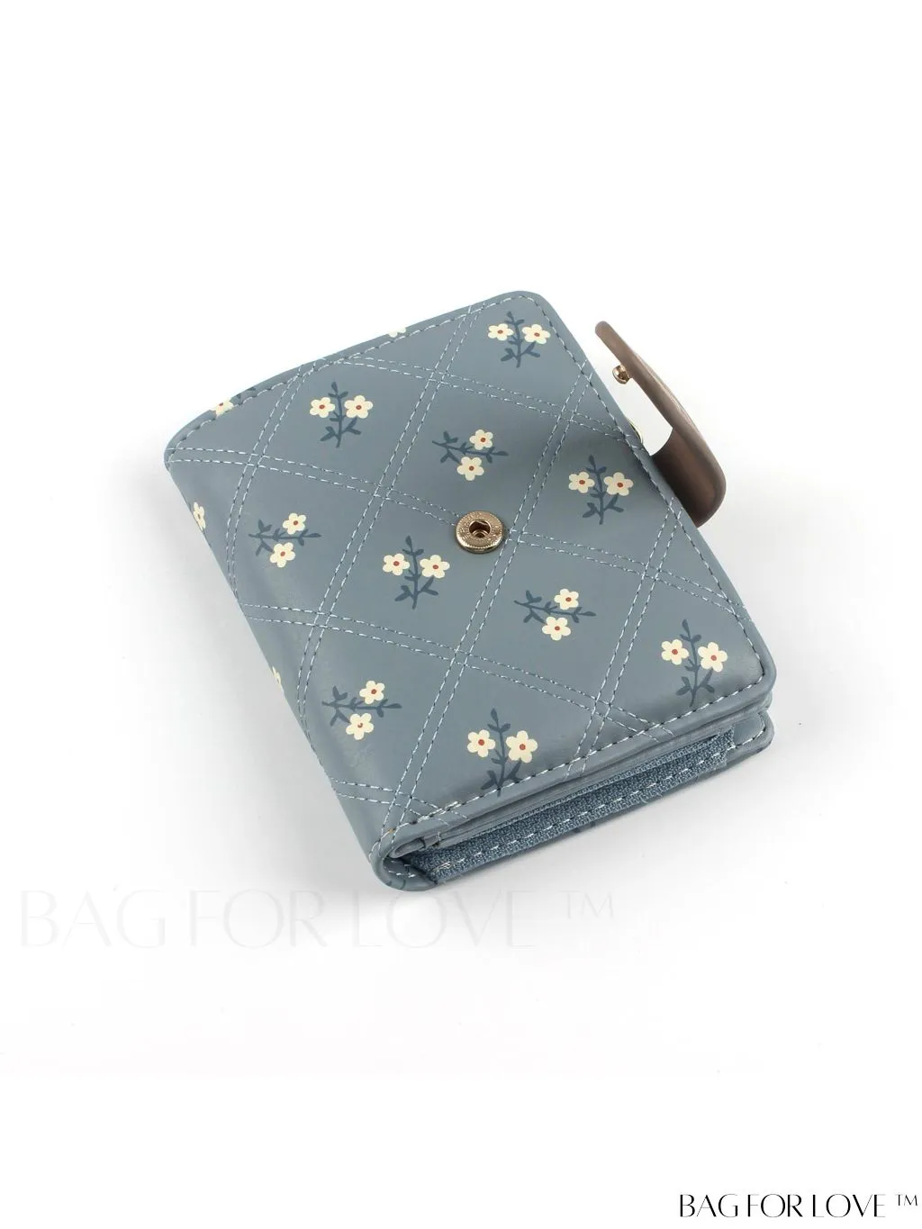 BagForLove - Small Preppy Wallet with Floral and Letter Graphic Design