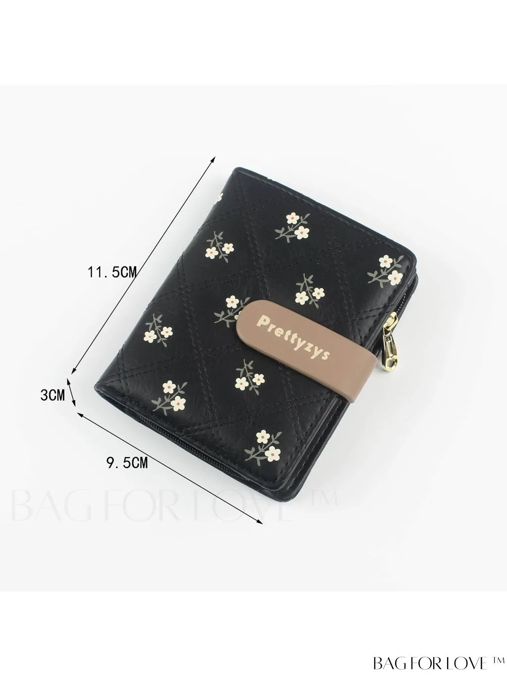 BagForLove - Small Preppy Wallet with Floral and Letter Graphic Design