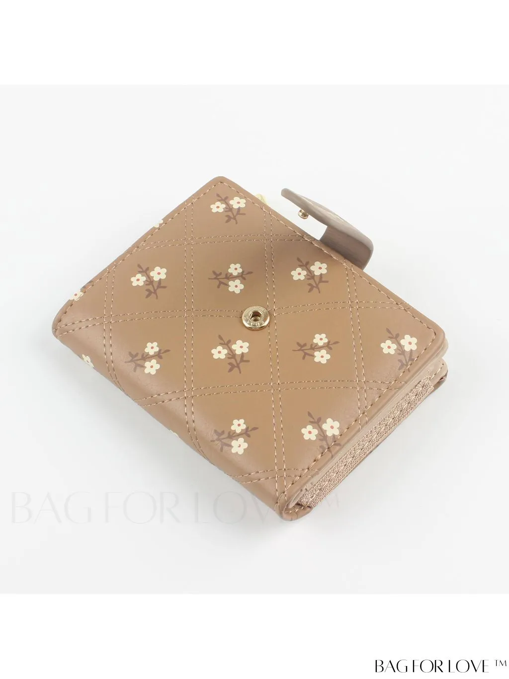 BagForLove - Small Preppy Wallet with Floral and Letter Graphic Design
