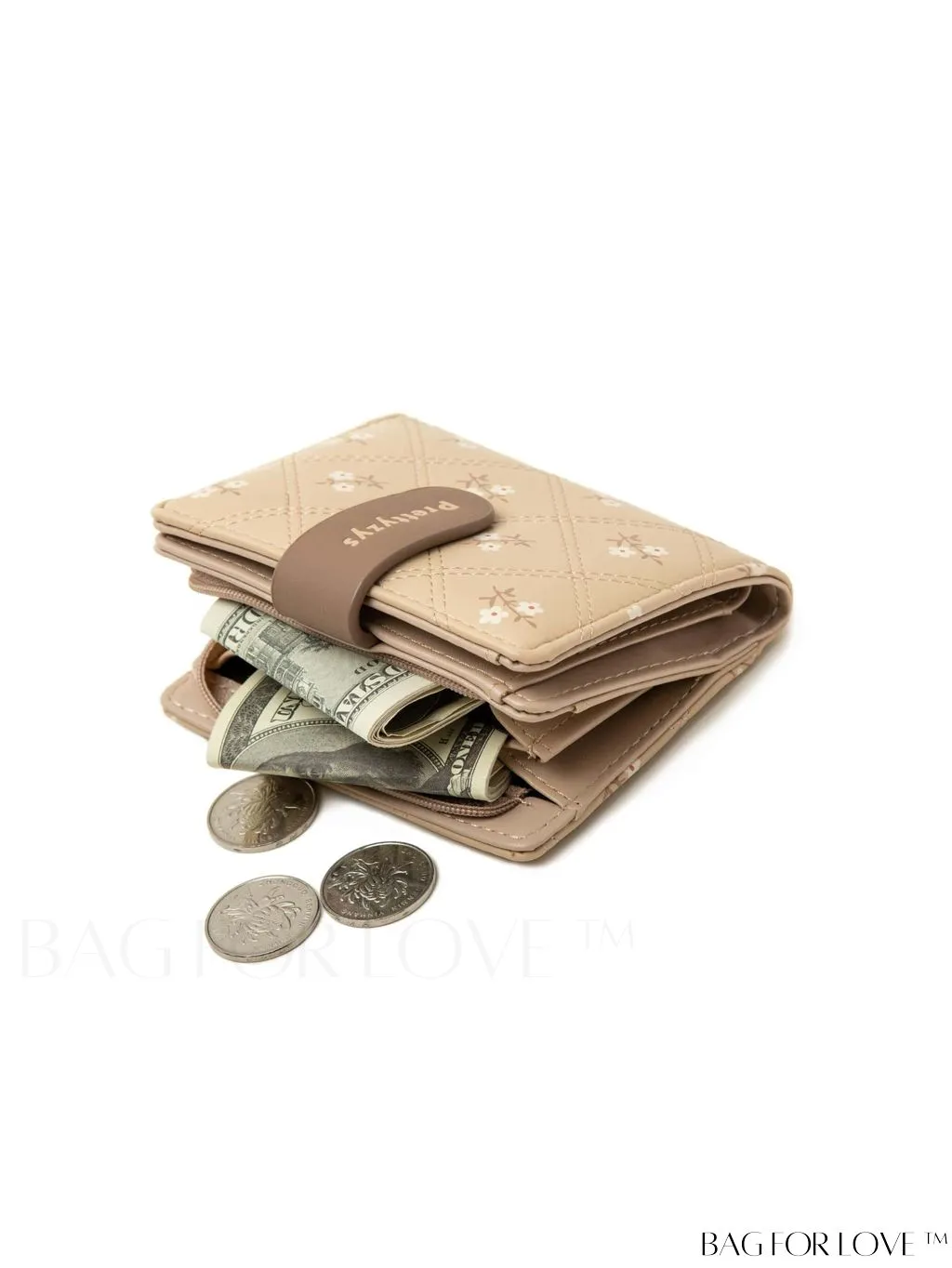 BagForLove - Small Preppy Wallet with Floral and Letter Graphic Design