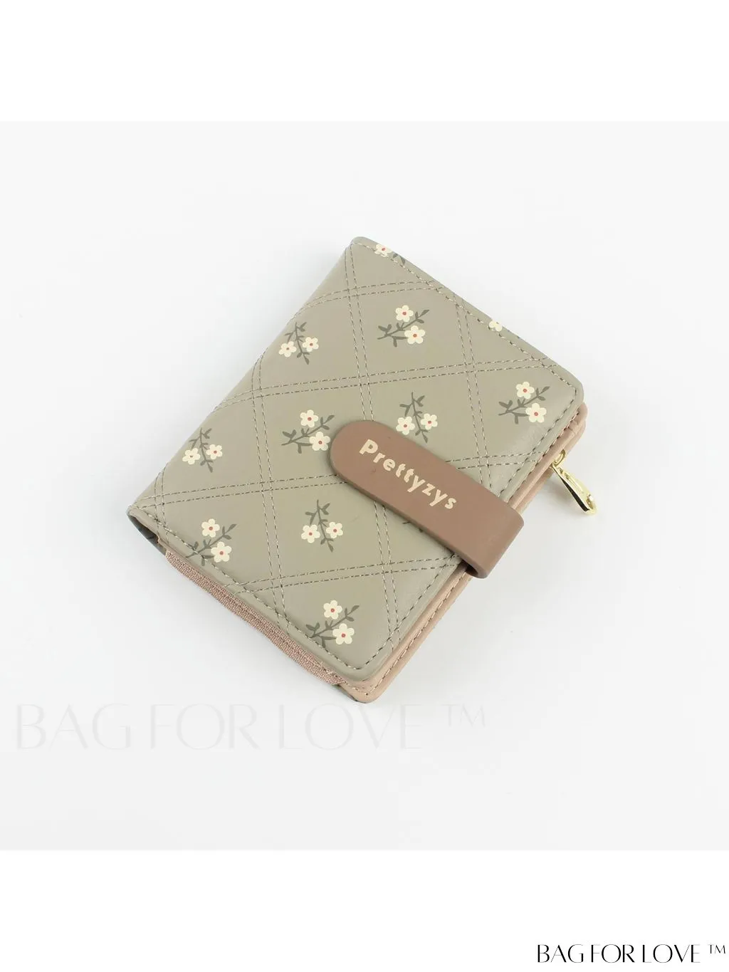 BagForLove - Small Preppy Wallet with Floral and Letter Graphic Design