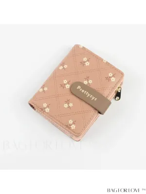 BagForLove - Small Preppy Wallet with Floral and Letter Graphic Design