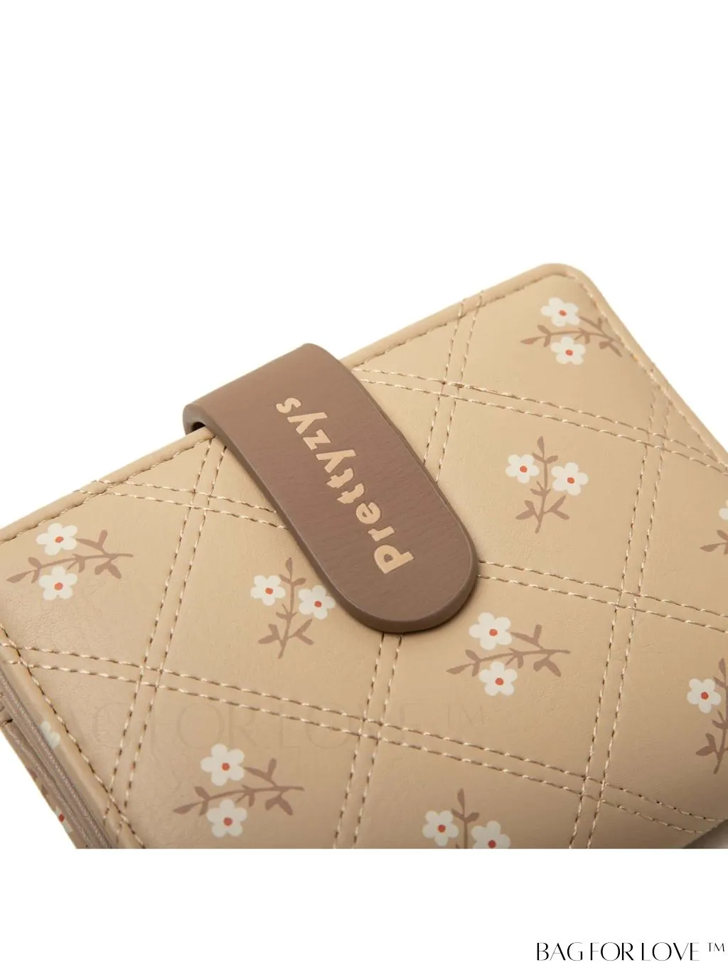 BagForLove - Small Preppy Wallet with Floral and Letter Graphic Design
