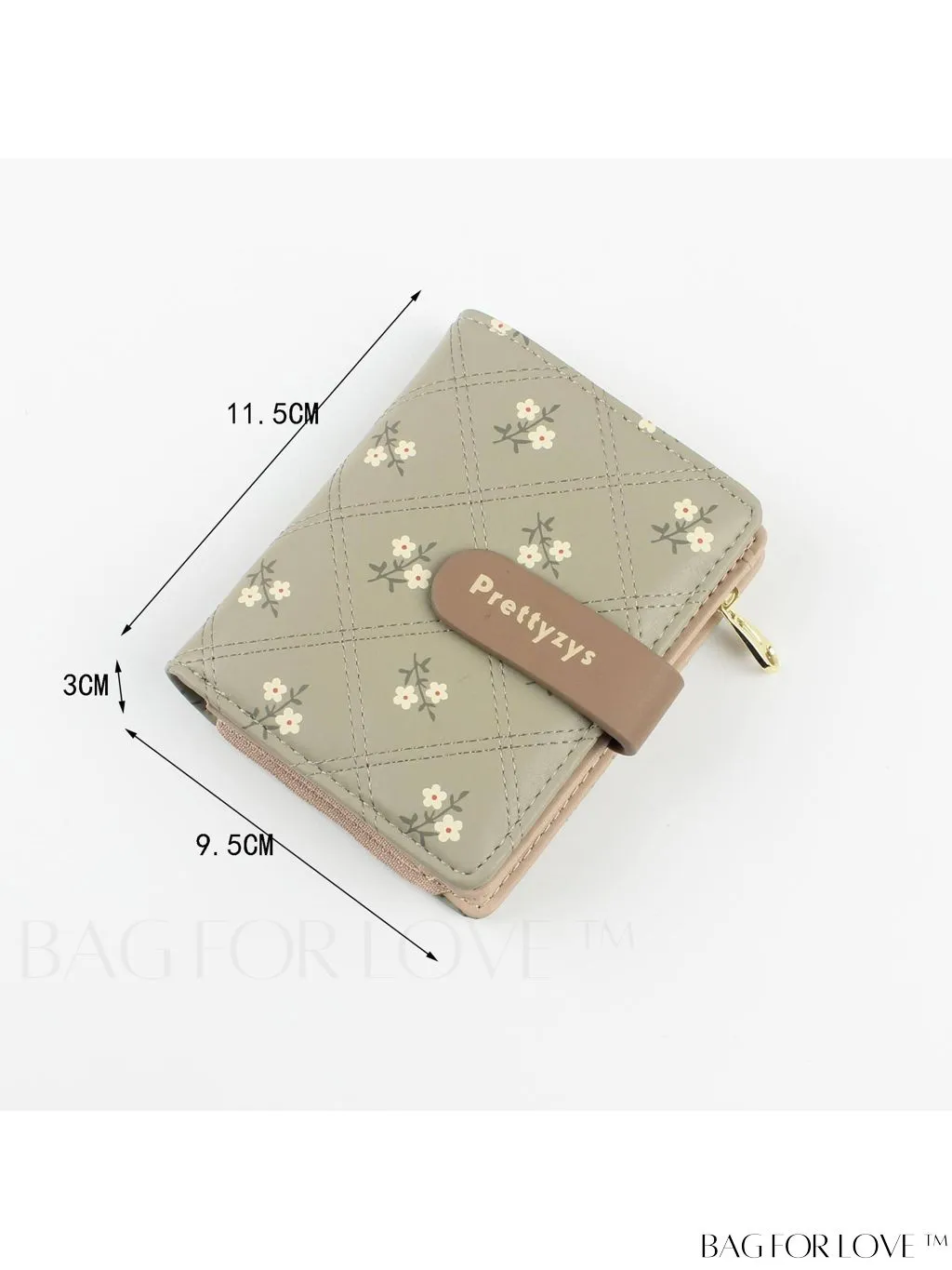 BagForLove - Small Preppy Wallet with Floral and Letter Graphic Design