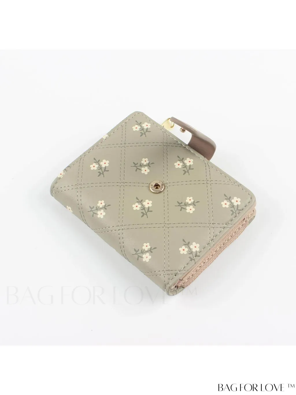 BagForLove - Small Preppy Wallet with Floral and Letter Graphic Design