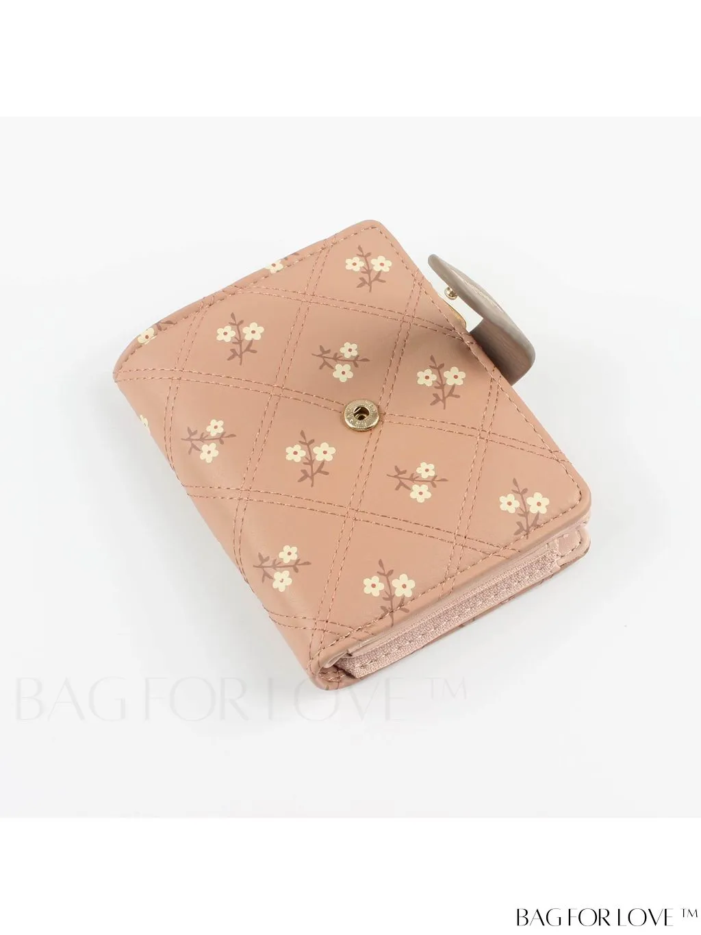 BagForLove - Small Preppy Wallet with Floral and Letter Graphic Design