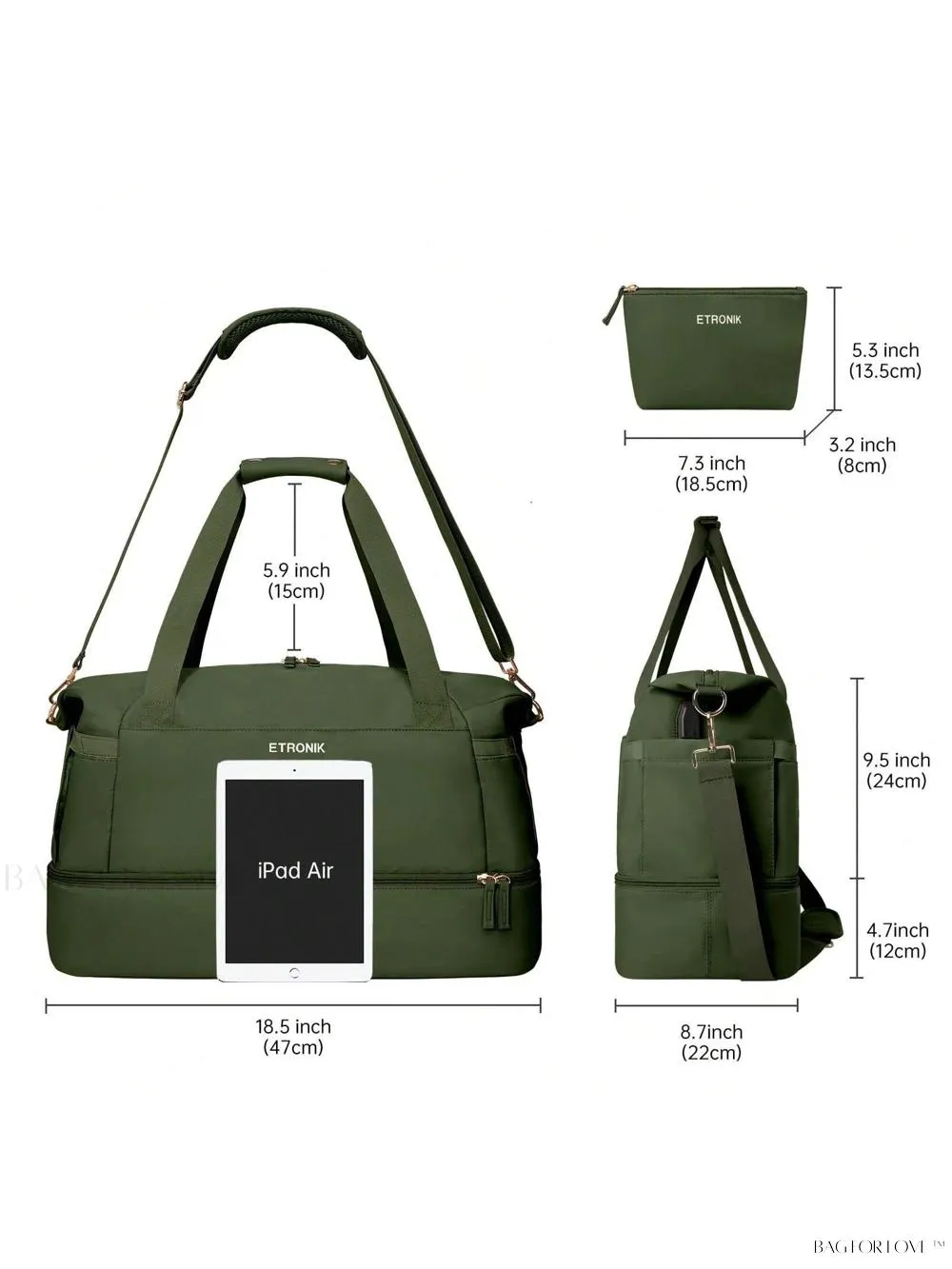BagForLove - Sporty Weekender Bag For Her, Overnight Essentials