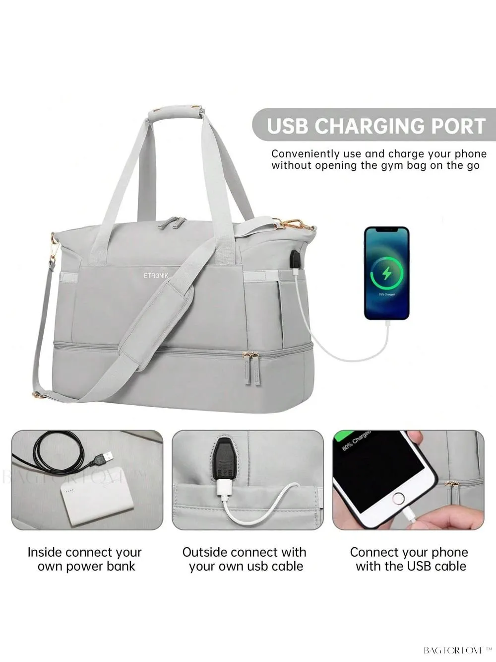 BagForLove - Sporty Weekender Bag For Her, Overnight Essentials