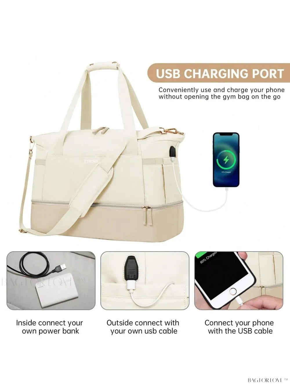 BagForLove - Sporty Weekender Bag For Her, Overnight Essentials