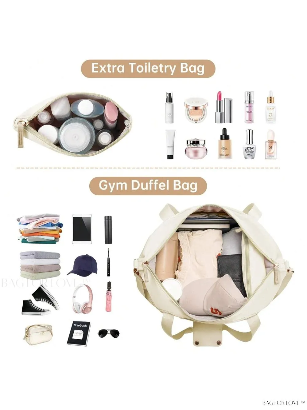 BagForLove - Sporty Weekender Bag For Her, Overnight Essentials