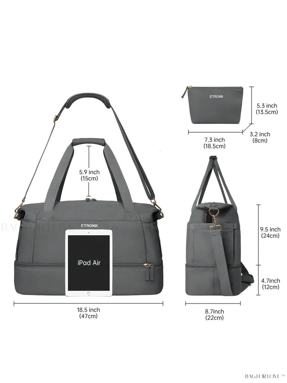 BagForLove - Sporty Weekender Bag For Her, Overnight Essentials