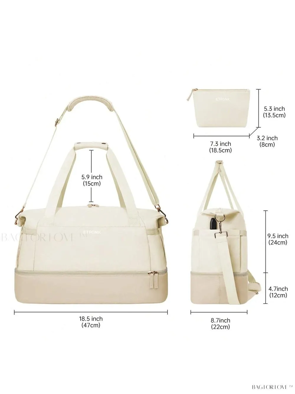 BagForLove - Sporty Weekender Bag For Her, Overnight Essentials