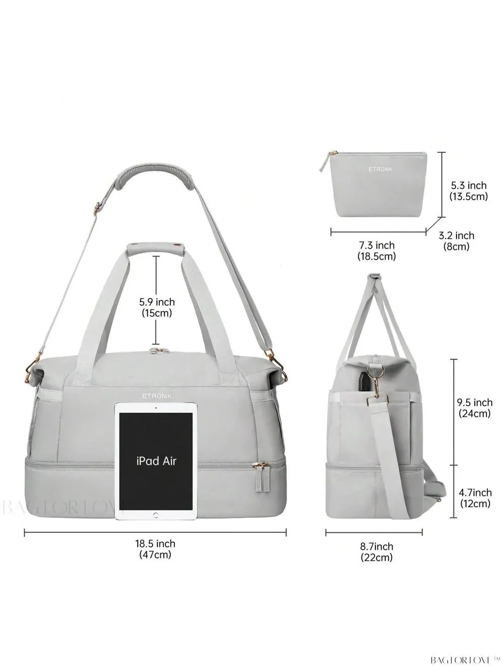 BagForLove - Sporty Weekender Bag For Her, Overnight Essentials