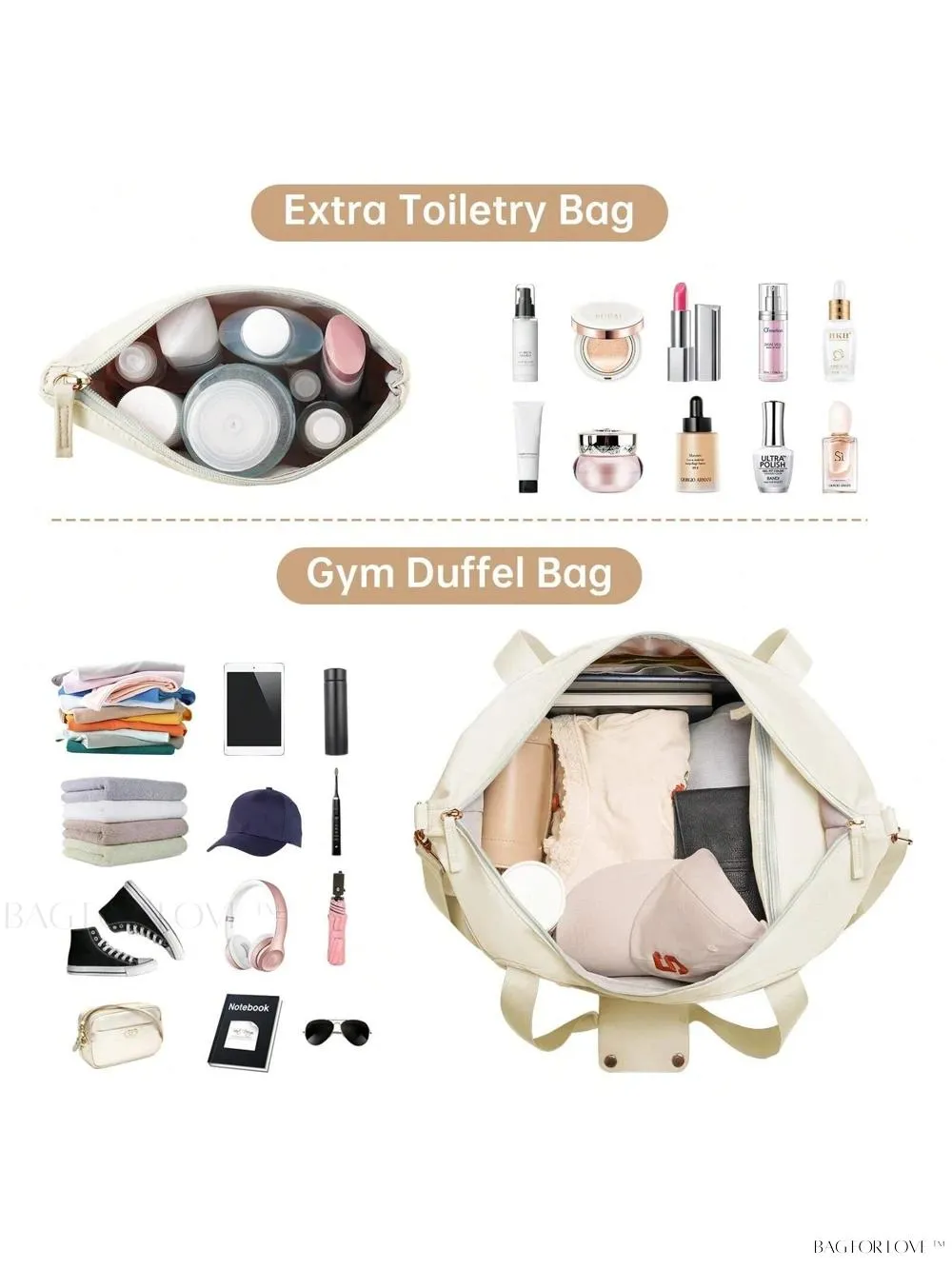 BagForLove - Sporty Weekender Bag For Her, Overnight Essentials