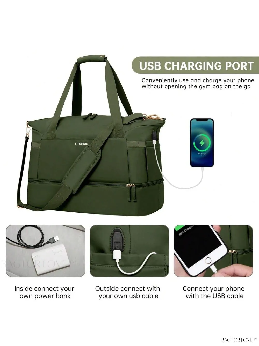 BagForLove - Sporty Weekender Bag For Her, Overnight Essentials
