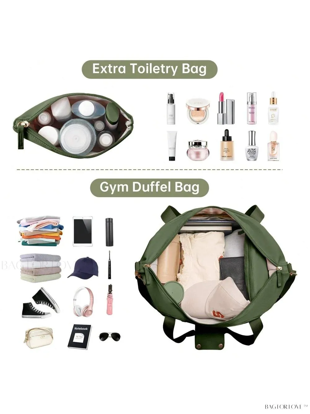 BagForLove - Sporty Weekender Bag For Her, Overnight Essentials