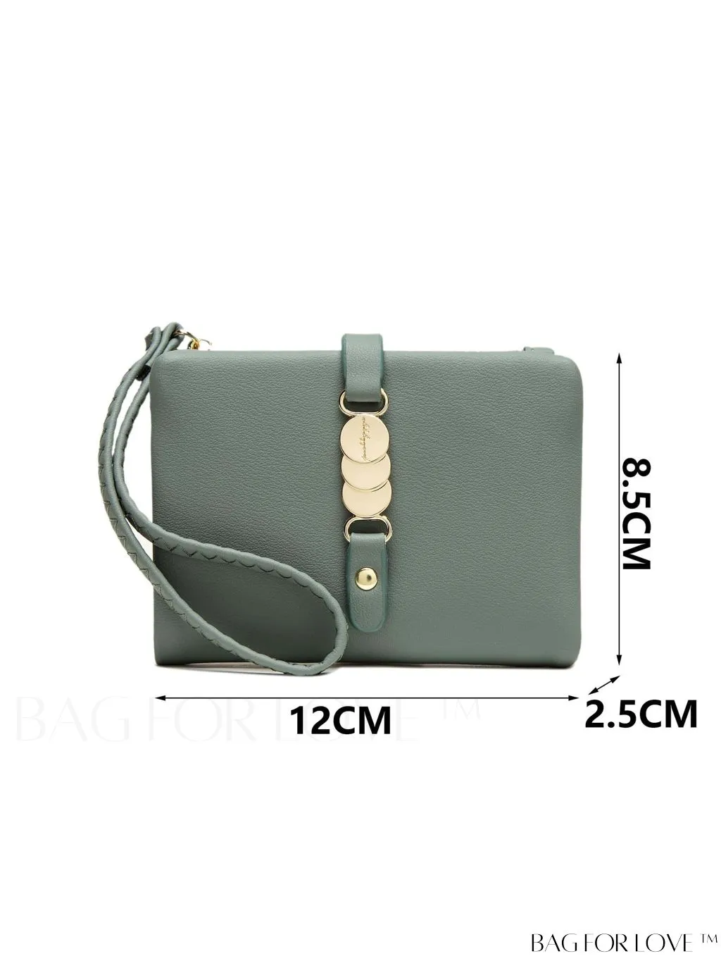 BagForLove - Stylish Green Metal Zippered Wallet with Fashionable Metal Accents