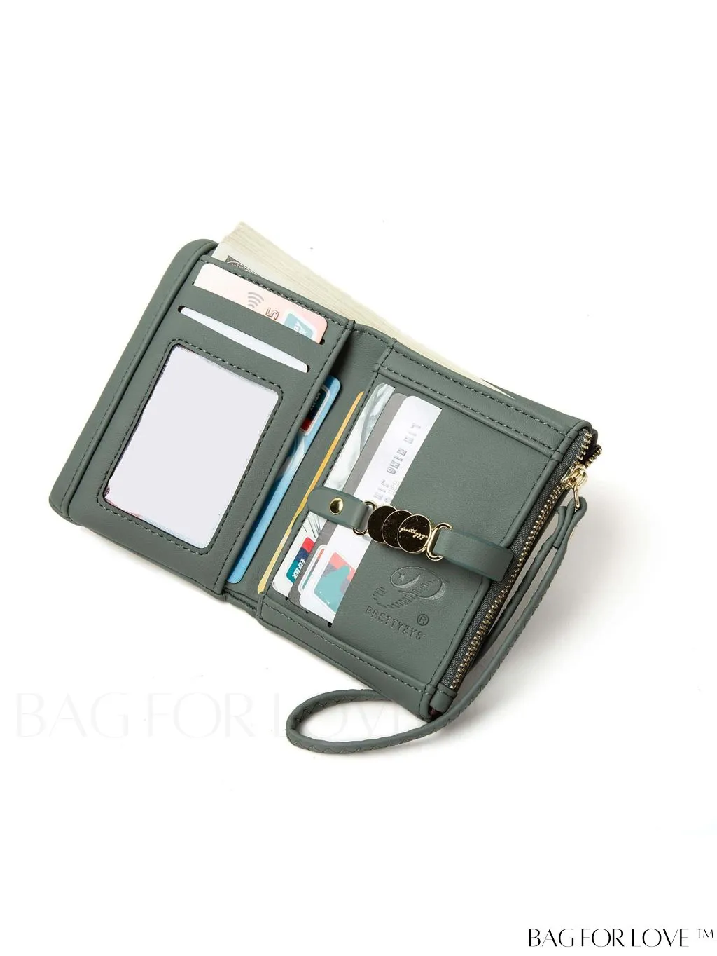 BagForLove - Stylish Green Metal Zippered Wallet with Fashionable Metal Accents