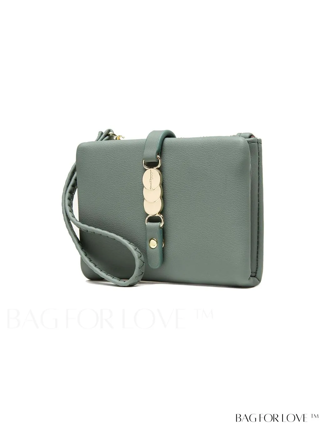 BagForLove - Stylish Green Metal Zippered Wallet with Fashionable Metal Accents