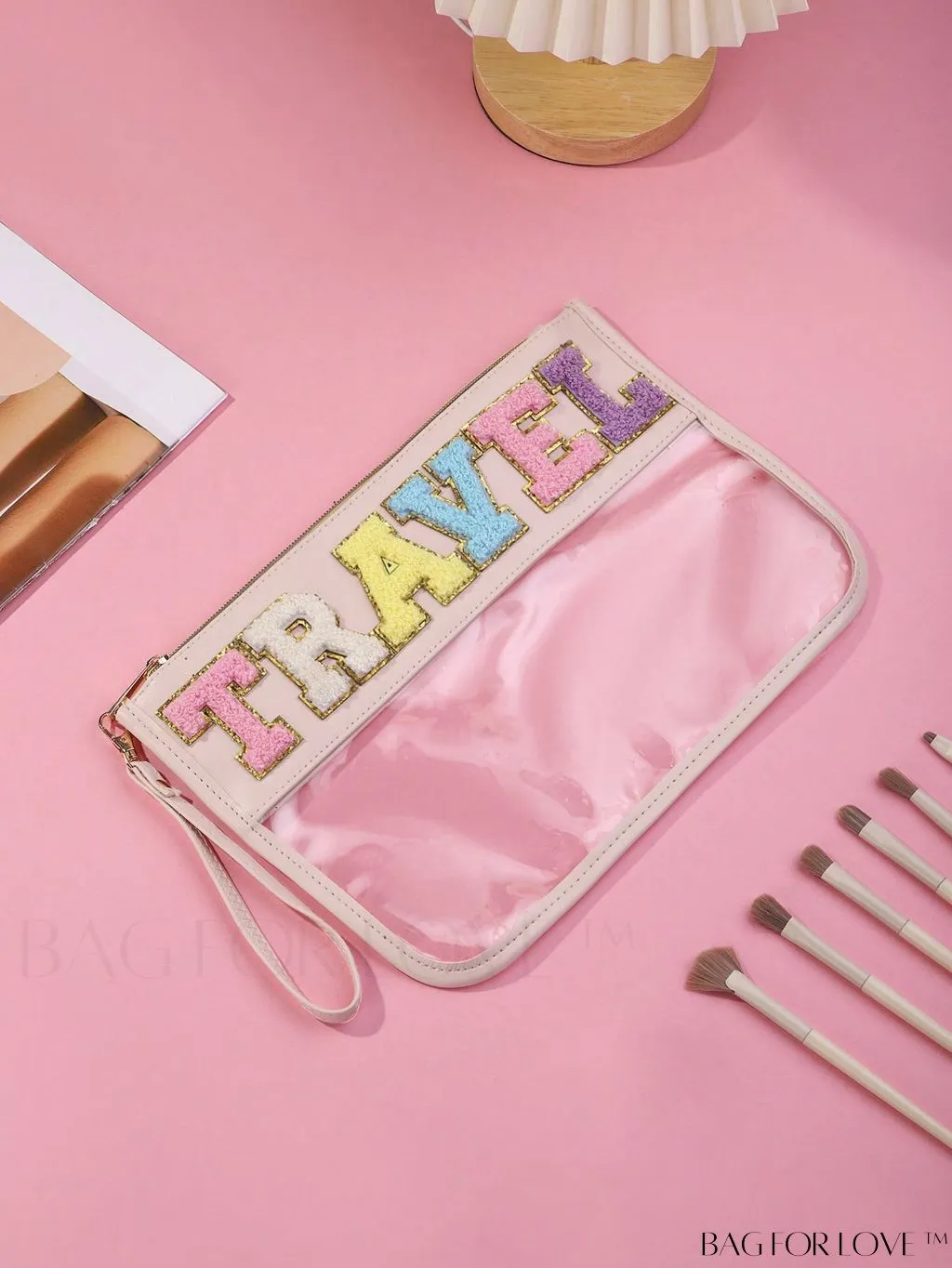 BagForLove - Stylish Transparent Cosmetic Bag Featuring Chic Letter Print