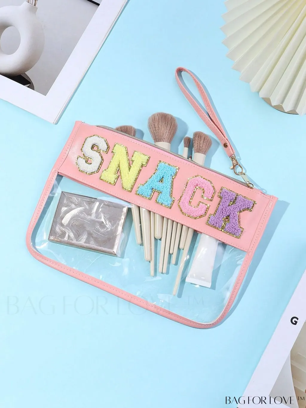 BagForLove - Stylish Transparent Cosmetic Bag Featuring Chic Letter Print