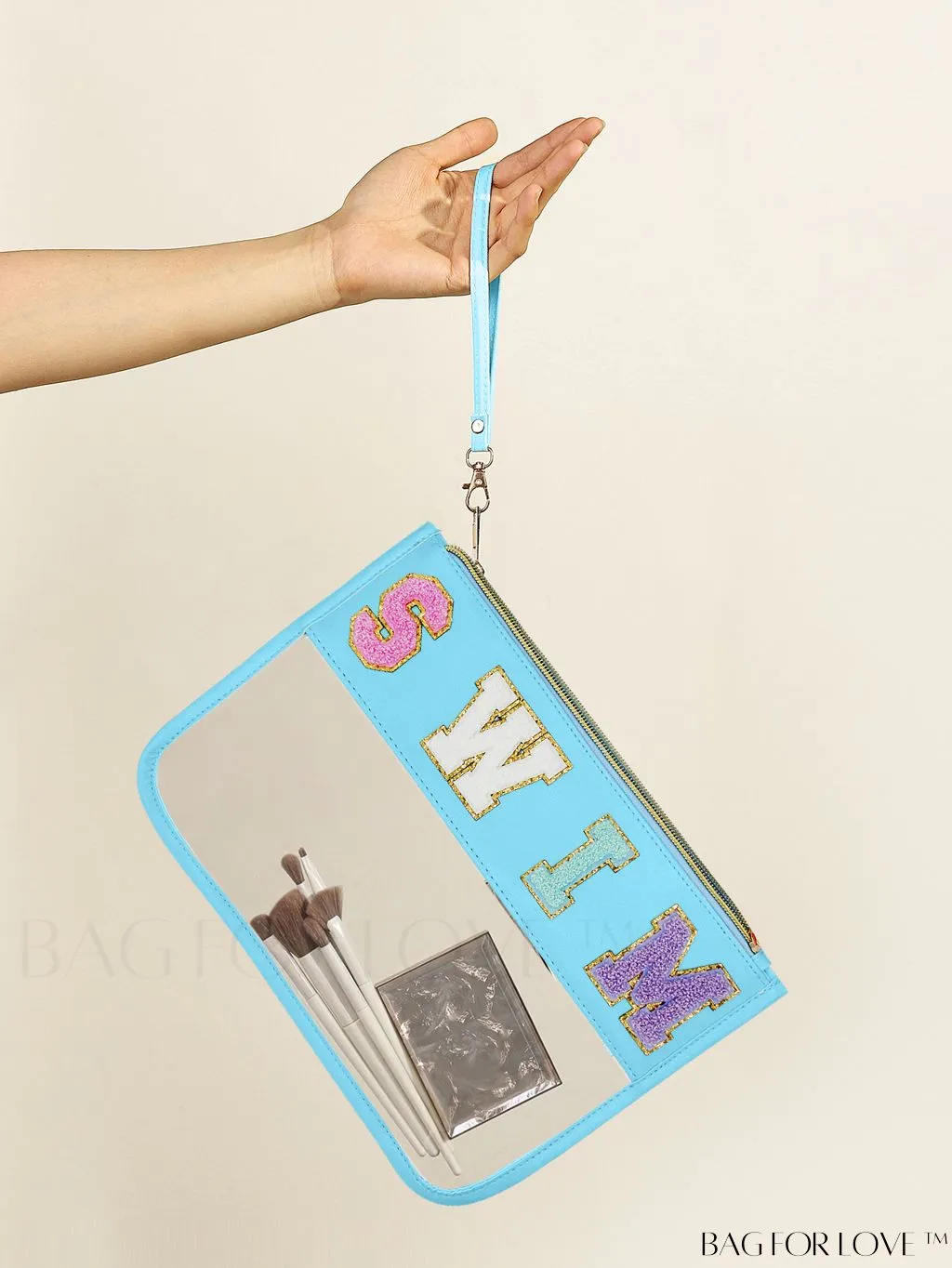 BagForLove - Stylish Transparent Cosmetic Bag Featuring Chic Letter Print