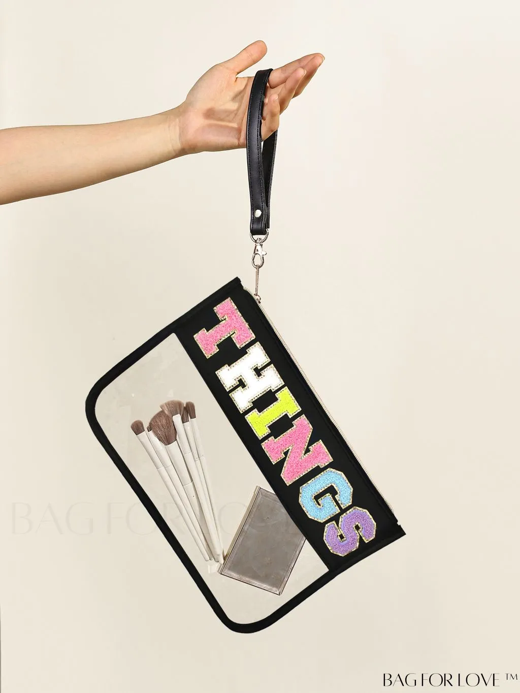 BagForLove - Stylish Transparent Cosmetic Bag Featuring Chic Letter Print