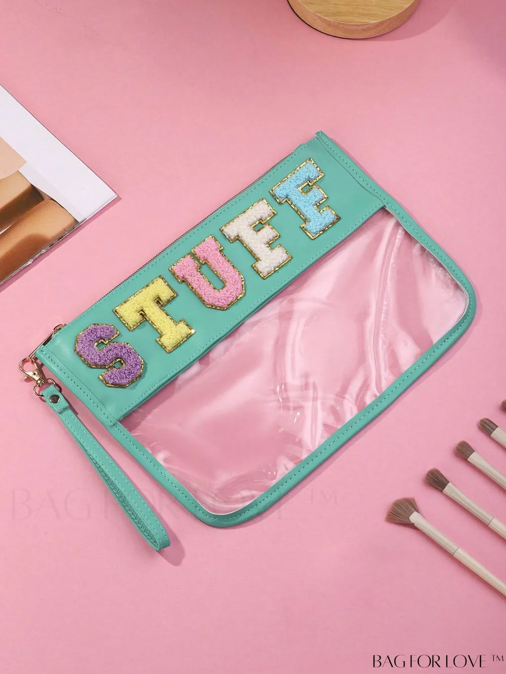 BagForLove - Stylish Transparent Cosmetic Bag Featuring Chic Letter Print