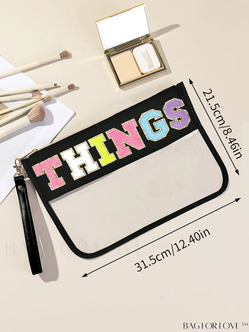 BagForLove - Stylish Transparent Cosmetic Bag Featuring Chic Letter Print