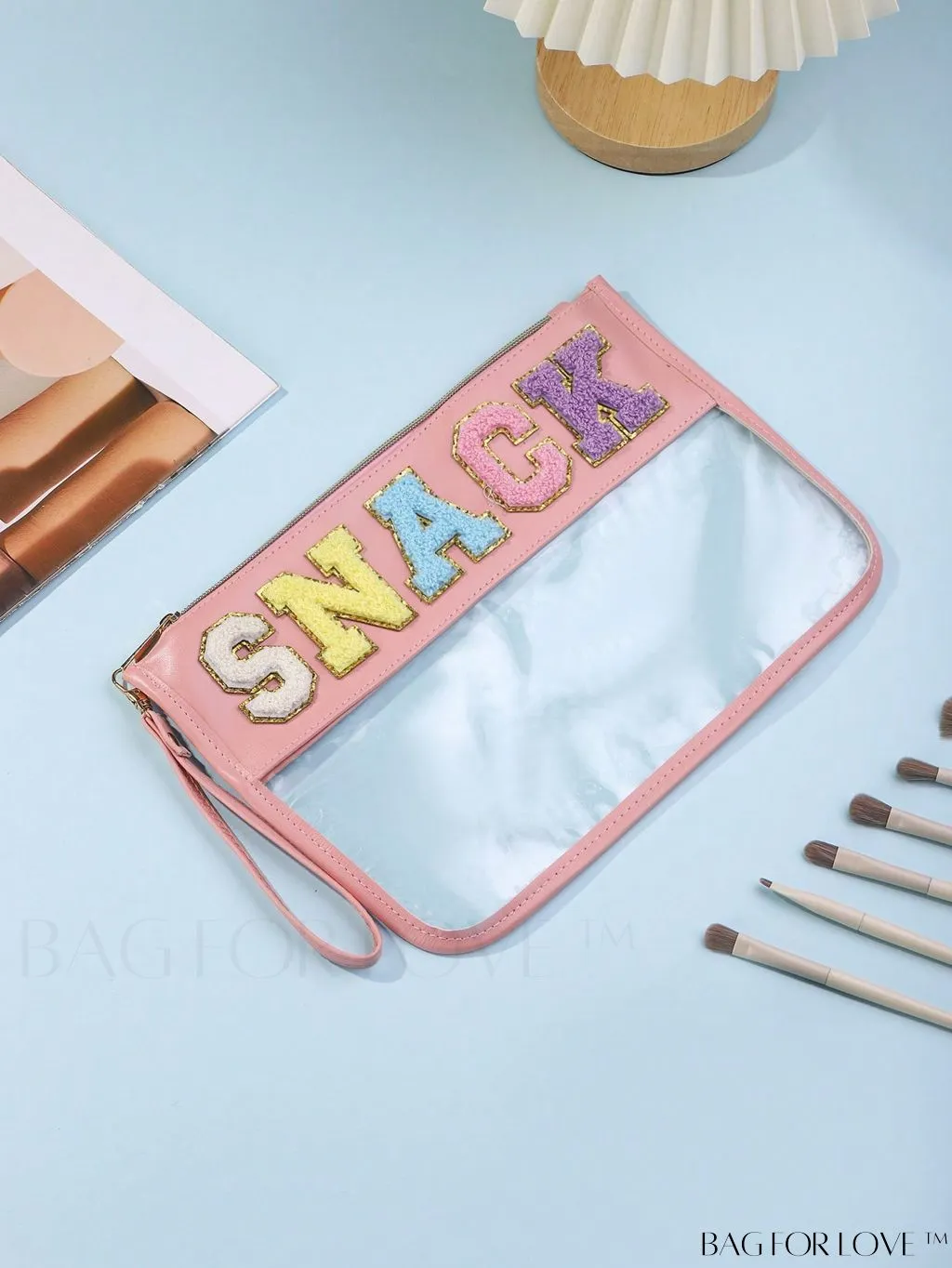 BagForLove - Stylish Transparent Cosmetic Bag Featuring Chic Letter Print