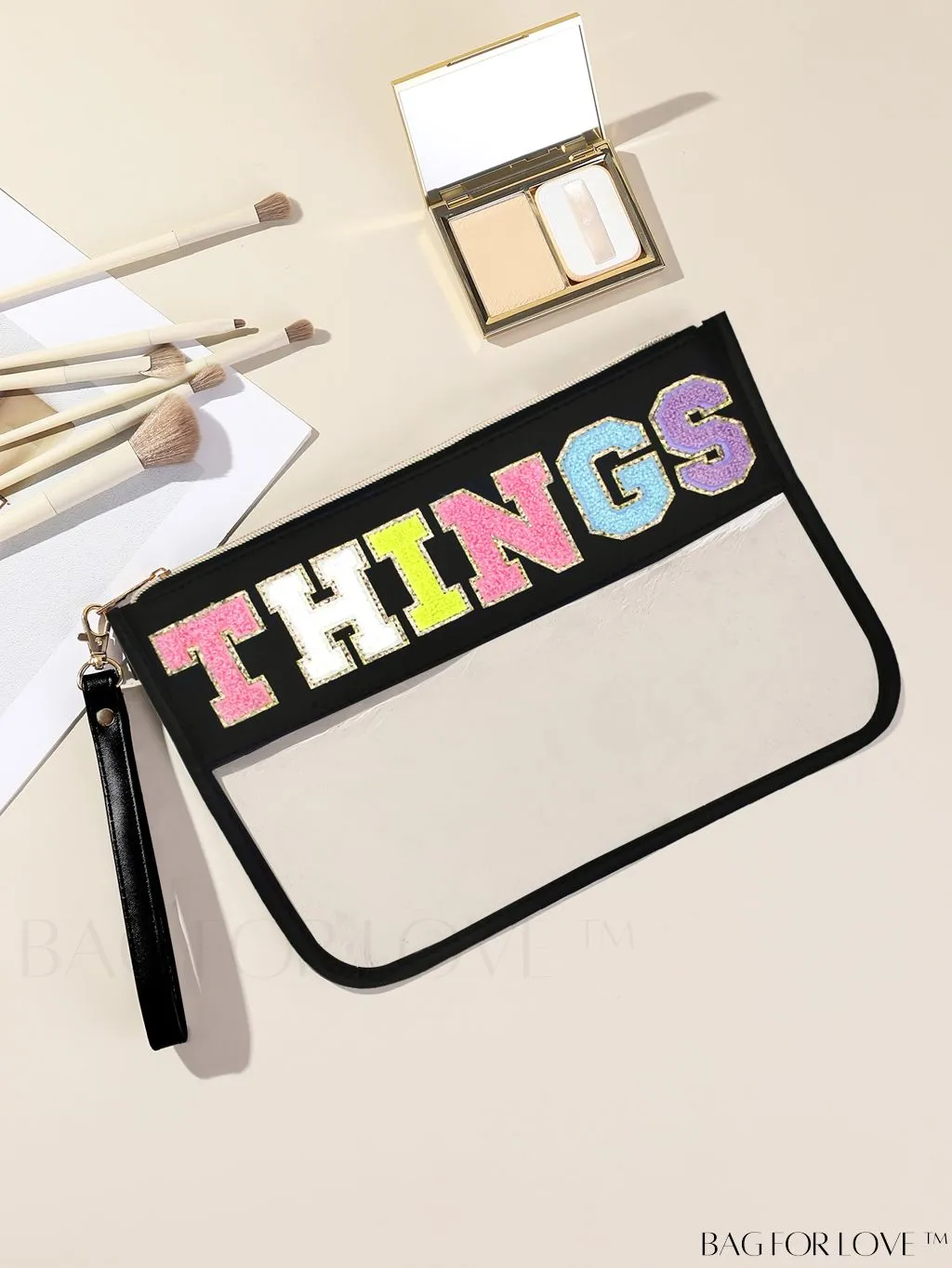 BagForLove - Stylish Transparent Cosmetic Bag Featuring Chic Letter Print