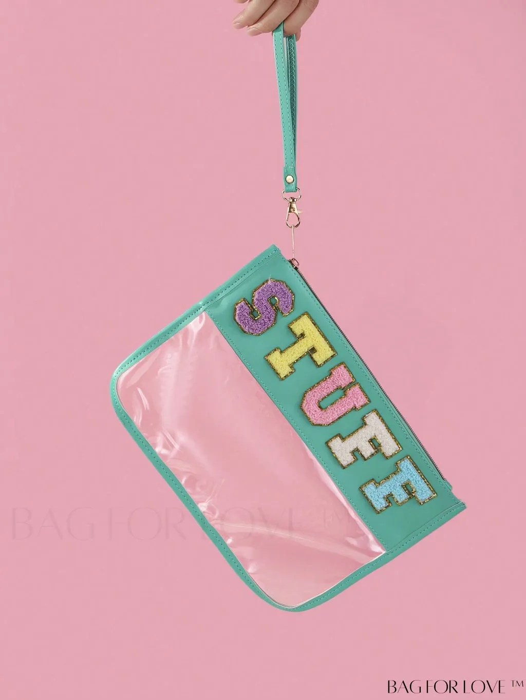 BagForLove - Stylish Transparent Cosmetic Bag Featuring Chic Letter Print