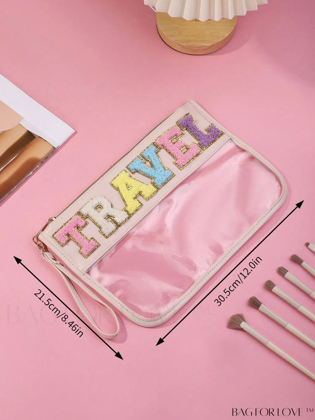 BagForLove - Stylish Transparent Cosmetic Bag Featuring Chic Letter Print