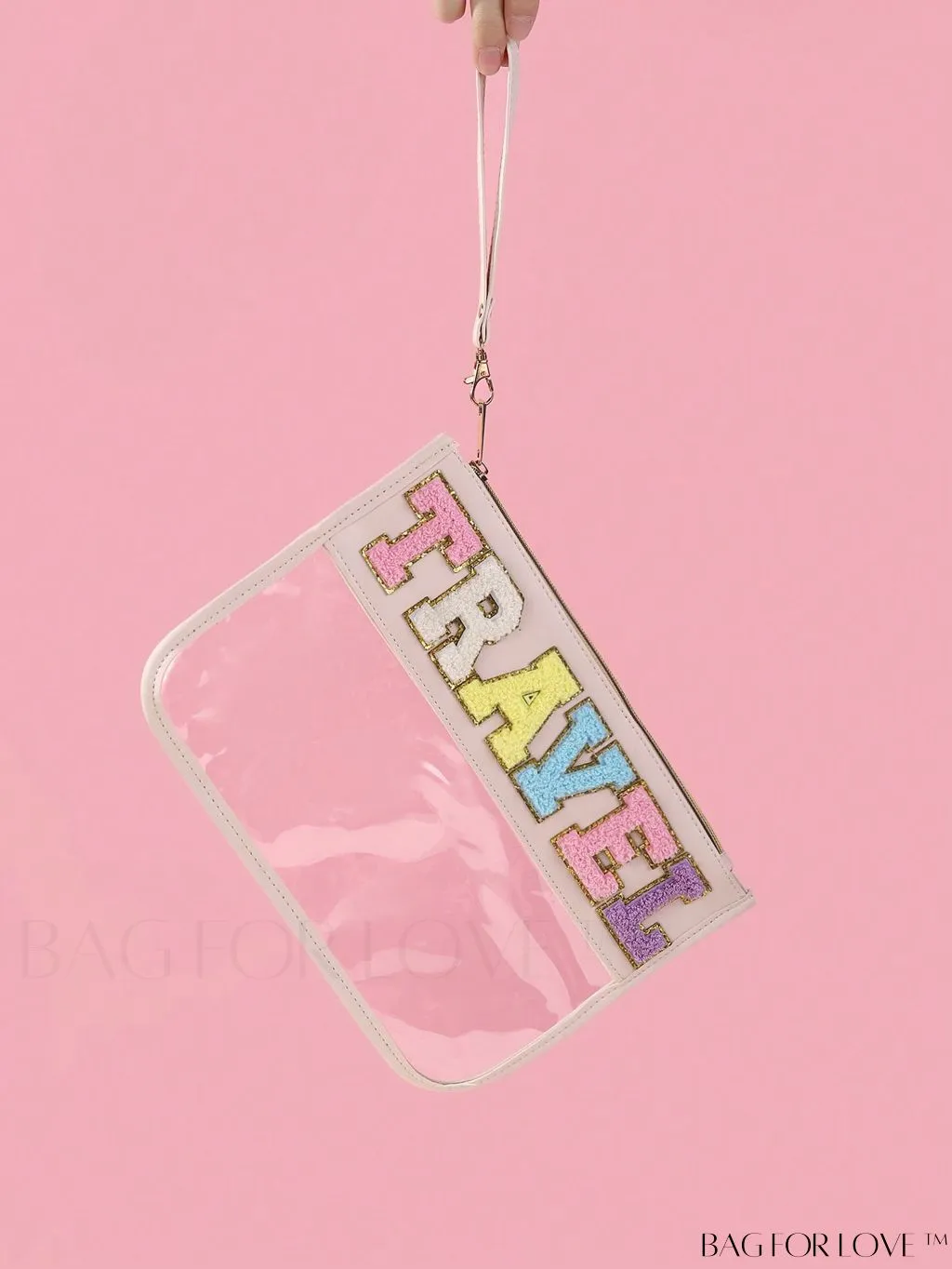 BagForLove - Stylish Transparent Cosmetic Bag Featuring Chic Letter Print