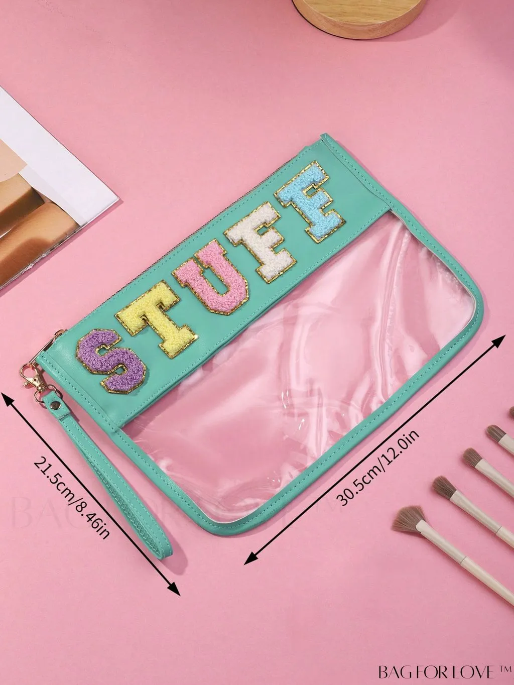 BagForLove - Stylish Transparent Cosmetic Bag Featuring Chic Letter Print