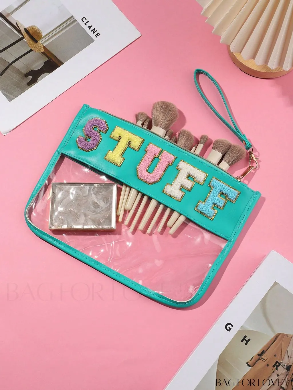 BagForLove - Stylish Transparent Cosmetic Bag Featuring Chic Letter Print