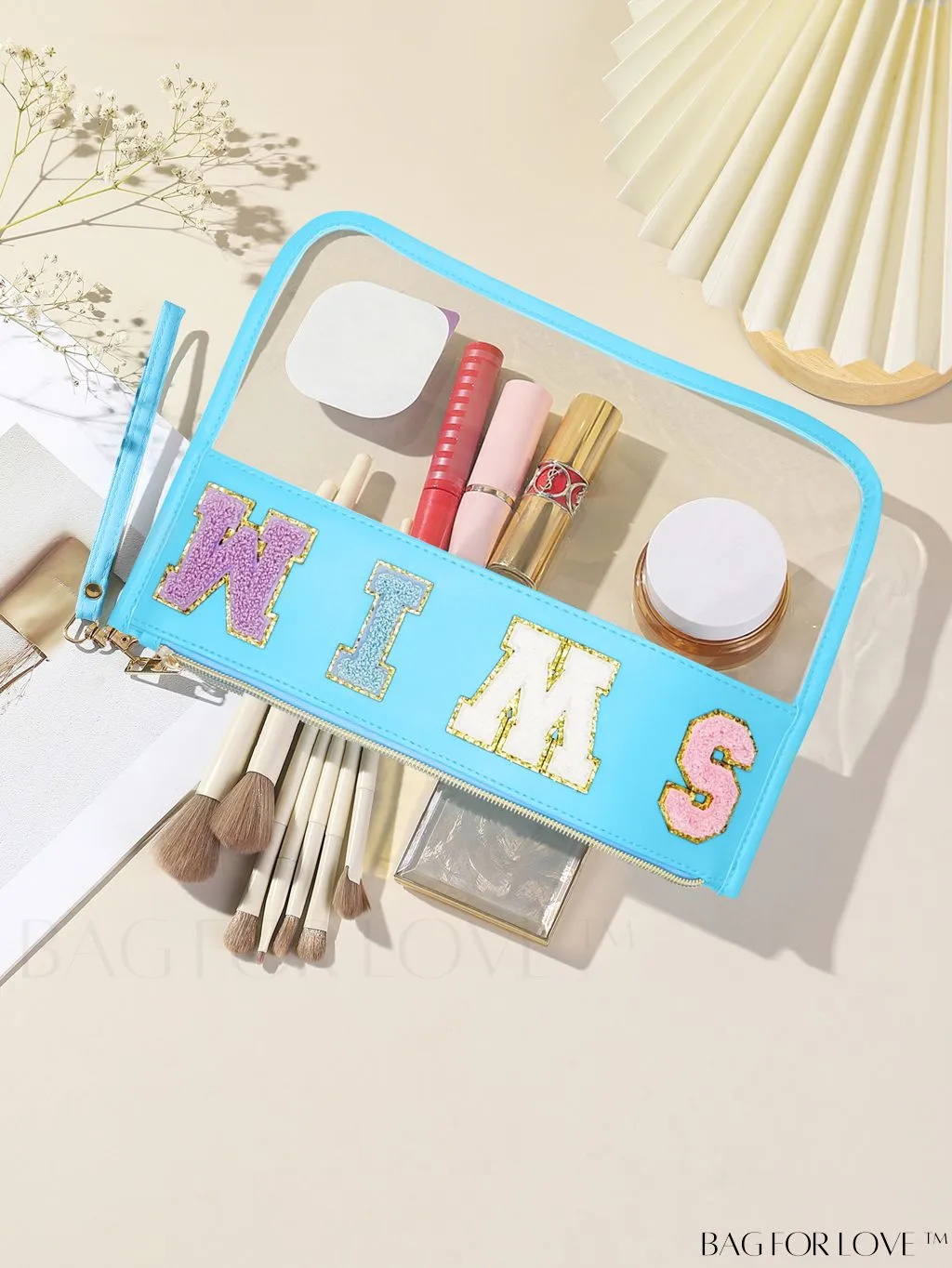 BagForLove - Stylish Transparent Cosmetic Bag Featuring Chic Letter Print
