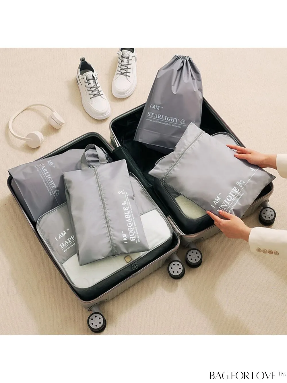 BagForLove - Versatile 6-Piece Travel Storage Set for Efficient Luggage Organization - Clothes, Underwear, Cosmetics