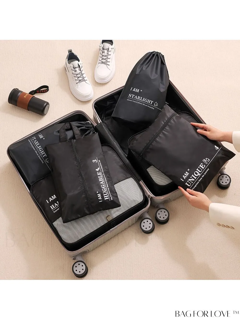 BagForLove - Versatile 6-Piece Travel Storage Set for Efficient Luggage Organization - Clothes, Underwear, Cosmetics
