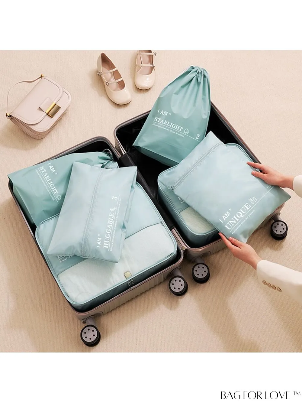 BagForLove - Versatile 6-Piece Travel Storage Set for Efficient Luggage Organization - Clothes, Underwear, Cosmetics